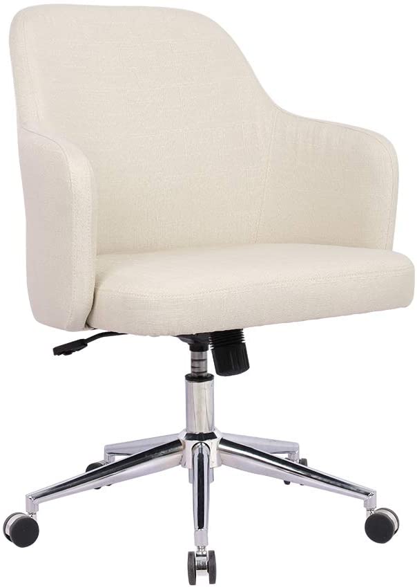 Home Office Chair Upholstered Mid Back Support Swivel Computer Desk Task Chairs Adjustable Height with Armrests