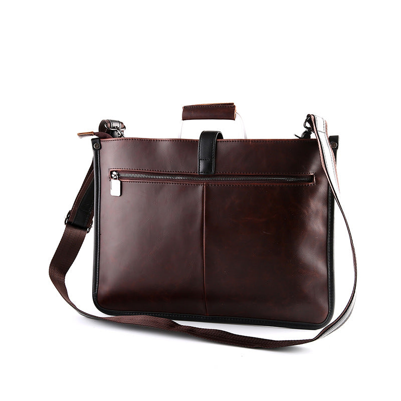 Men's Casual One Shoulder Messenger Bag Crazy Horse Leather