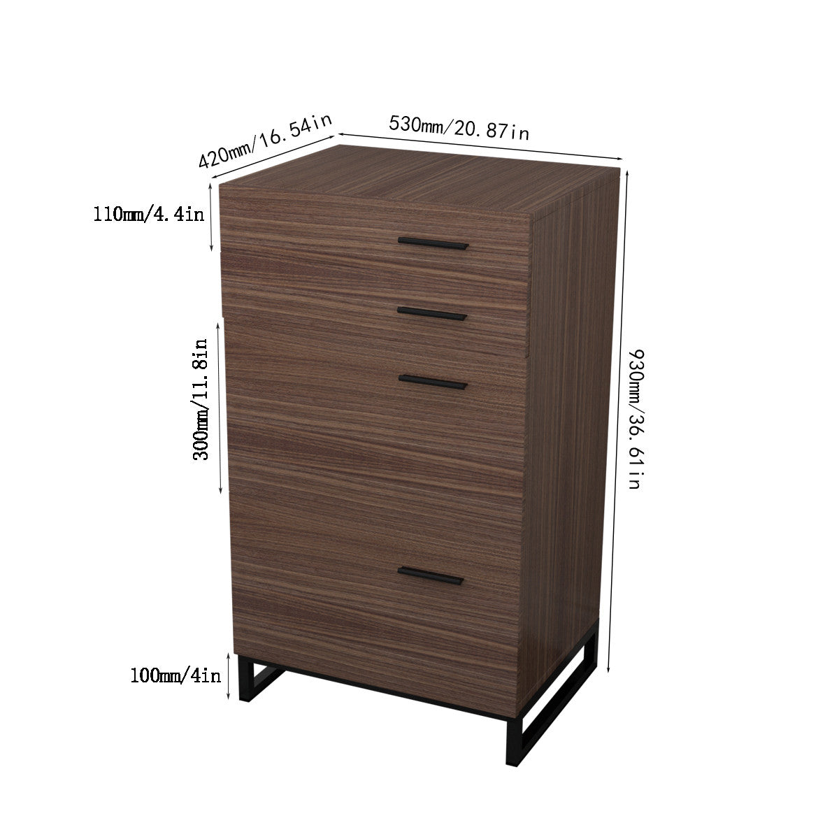 4-layer Retro Wooden File Cabinet For Office, Study, Bedroom Storage Cabinets