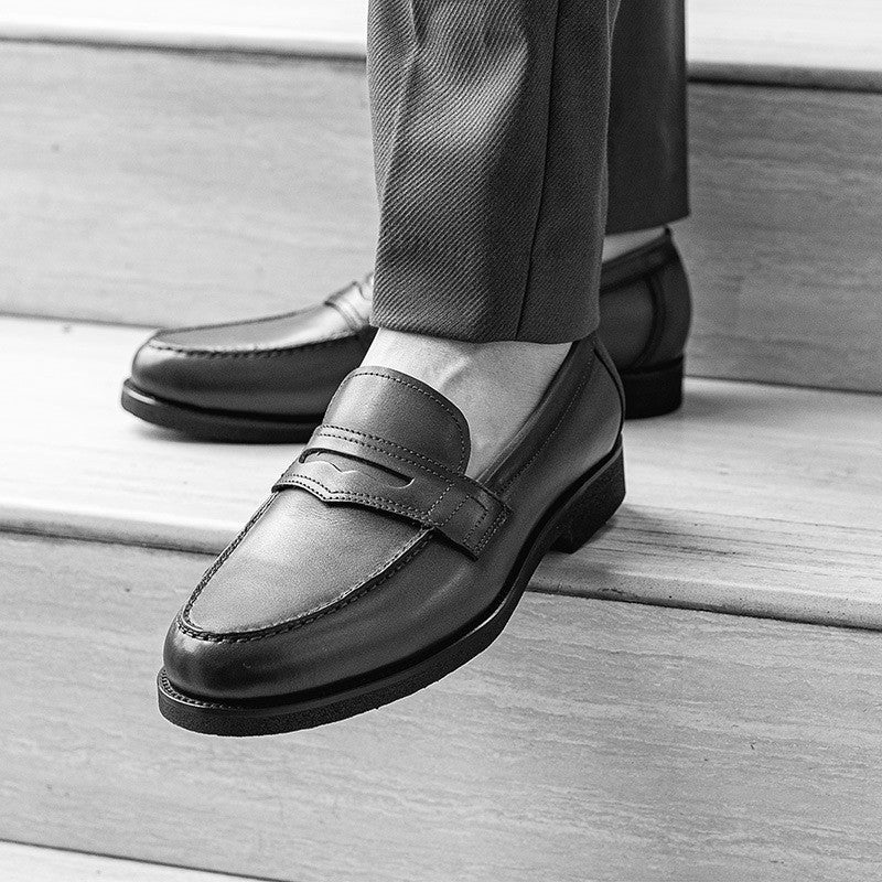 British Gentleman First Layer Cowhide Round Toe Casual Shoes