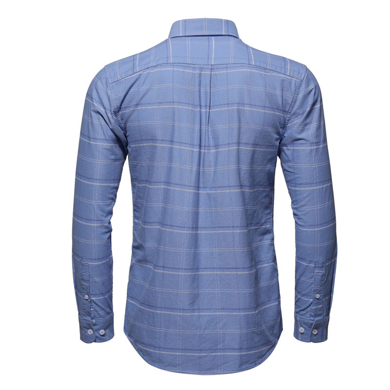Fashionable Men's Simple Oxford Plaid Casual Shirt