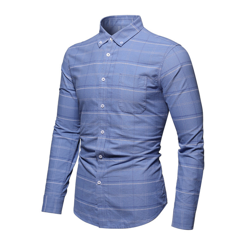 Fashionable Men's Simple Oxford Plaid Casual Shirt