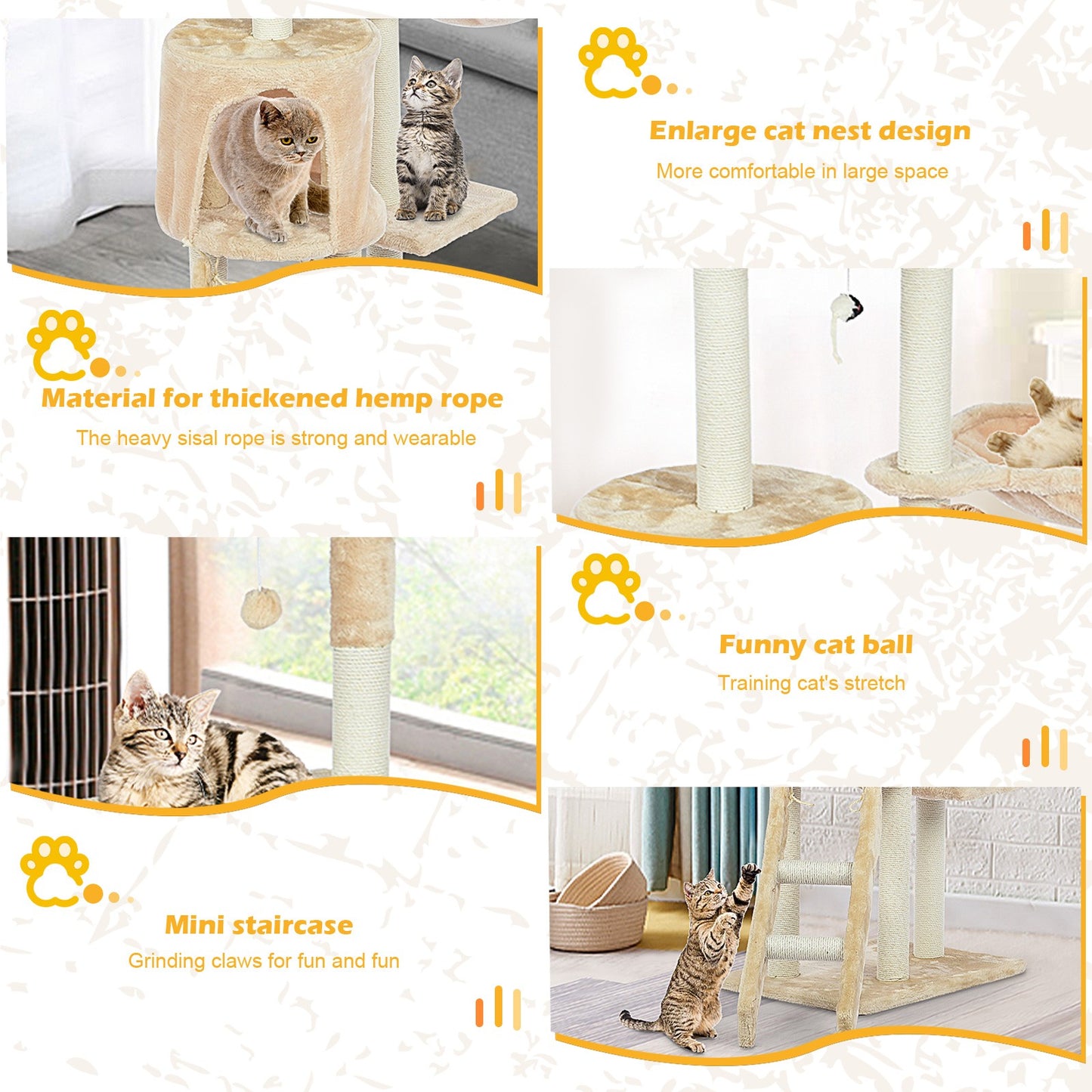 Cat Tower Kittens Pet Play House Cat Activity Tree Condo Scratching Sisal Post