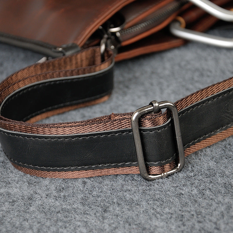 Men's Casual One Shoulder Messenger Bag Crazy Horse Leather