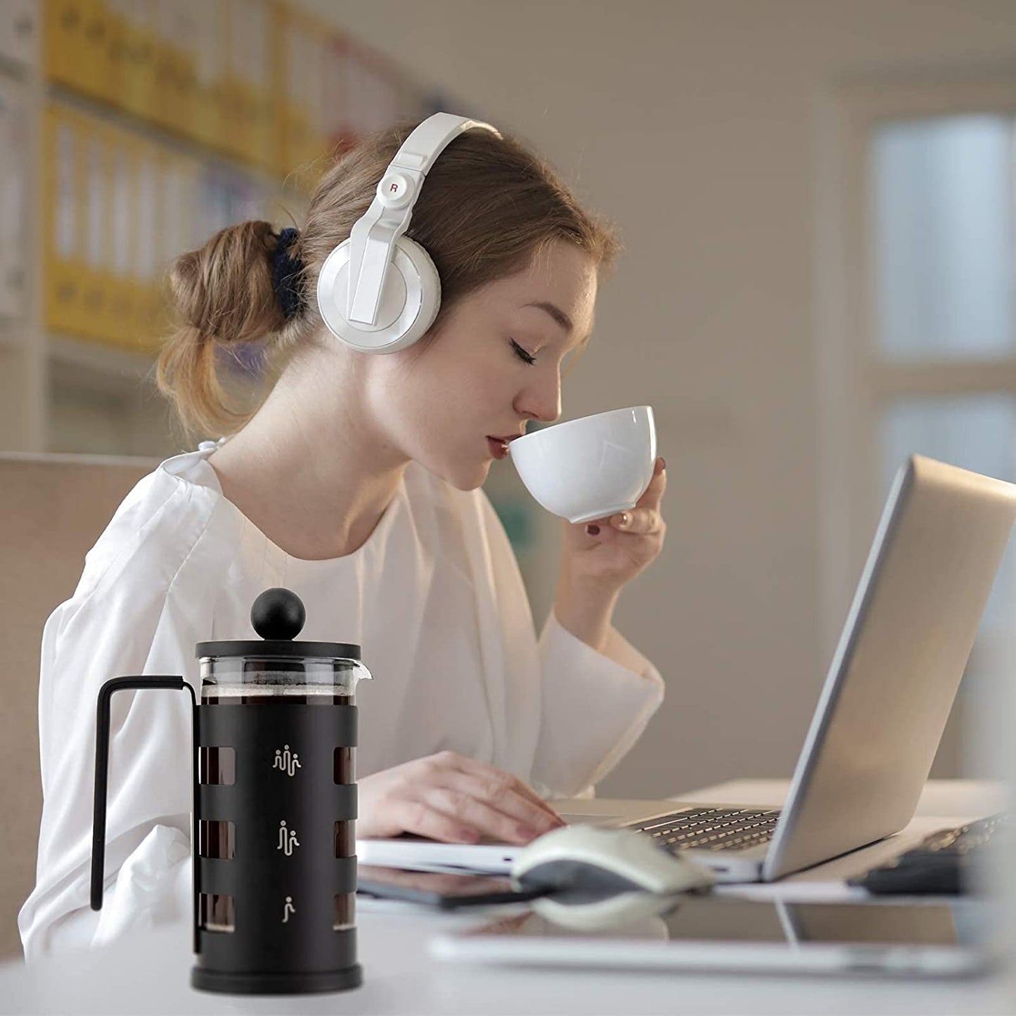 Stainless Steel Cafetiere 8 Cup, RAINBEAN French Press Coffee Maker Easy Cleaning Cafeteria, Double Walled Heat Resistant Borosilicate Glass Coffee Caffettiera, 1000ml /34 oz, Black, Amazon Banned