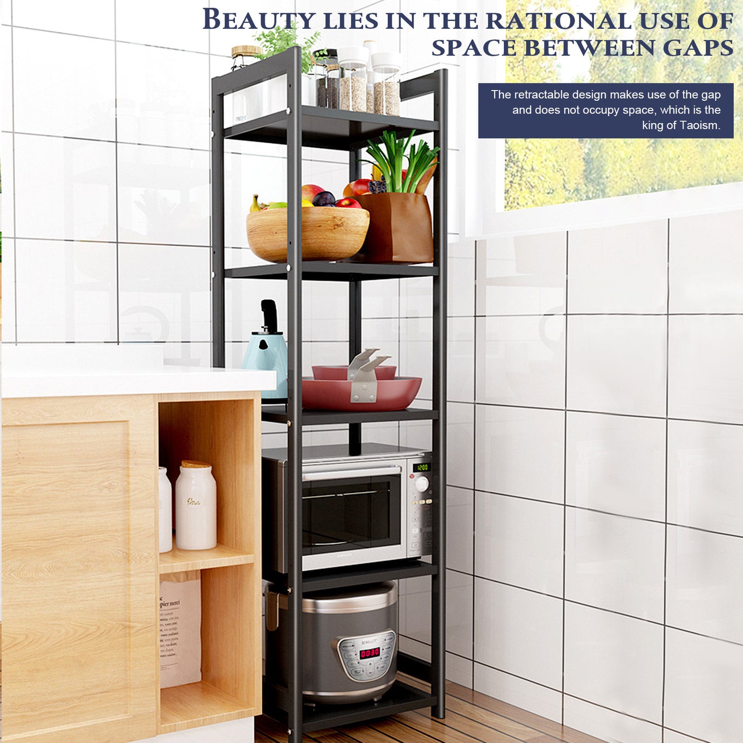 Adjustable And Fixed Floor Shelf Kitchen Oven Shelf Living Room Shelf