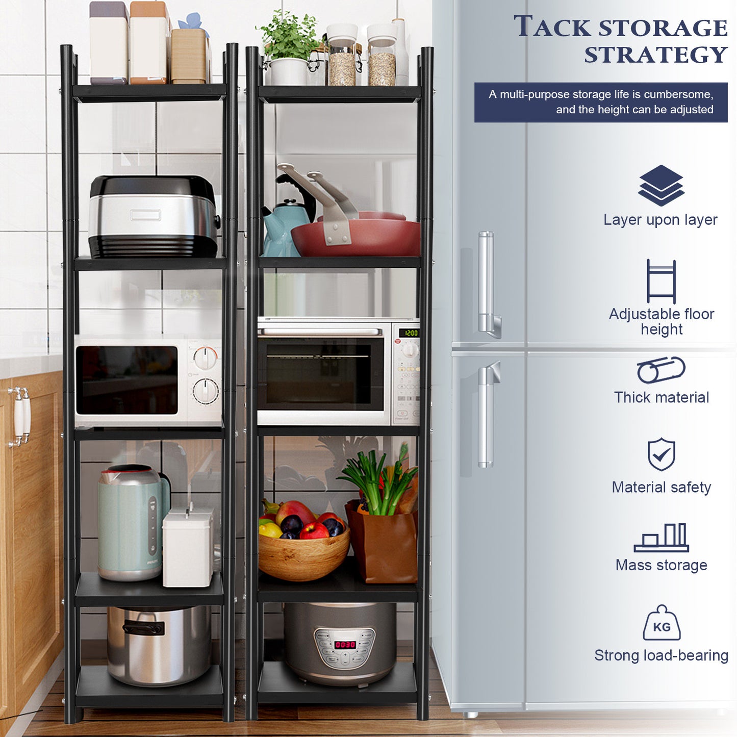 Adjustable And Fixed Floor Shelf Kitchen Oven Shelf Living Room Shelf