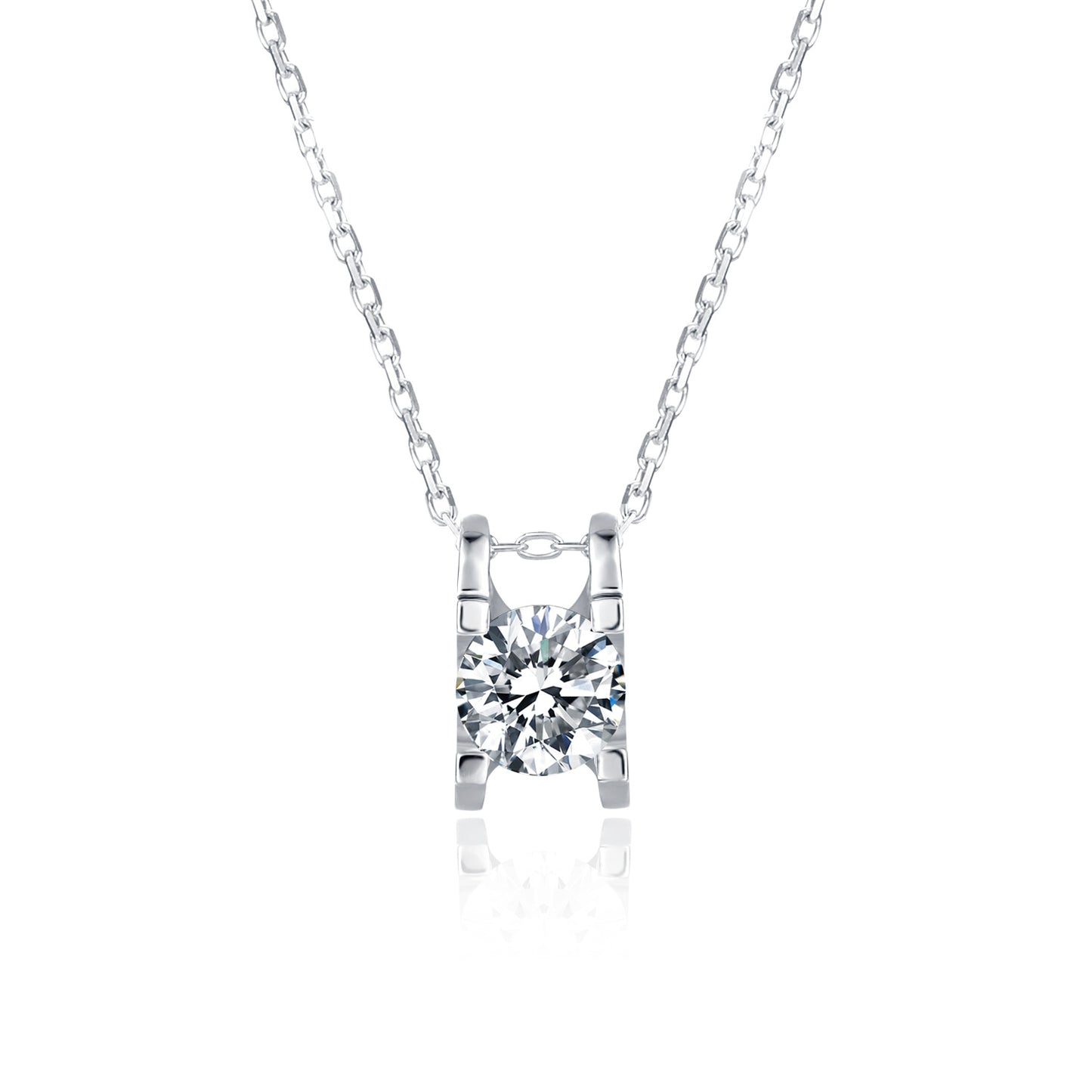 S925 Sterling Silver Inlaid D Color Moissanite Bull Head Stud Necklace