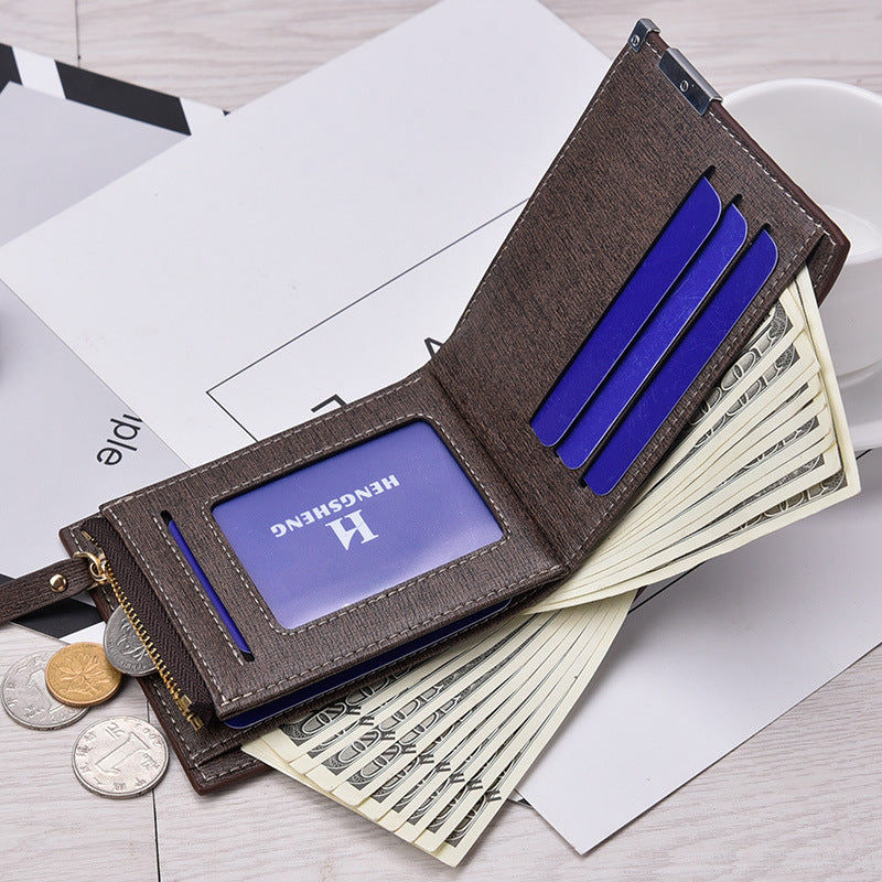 Men's Short Checked Horizontal Coin Purse