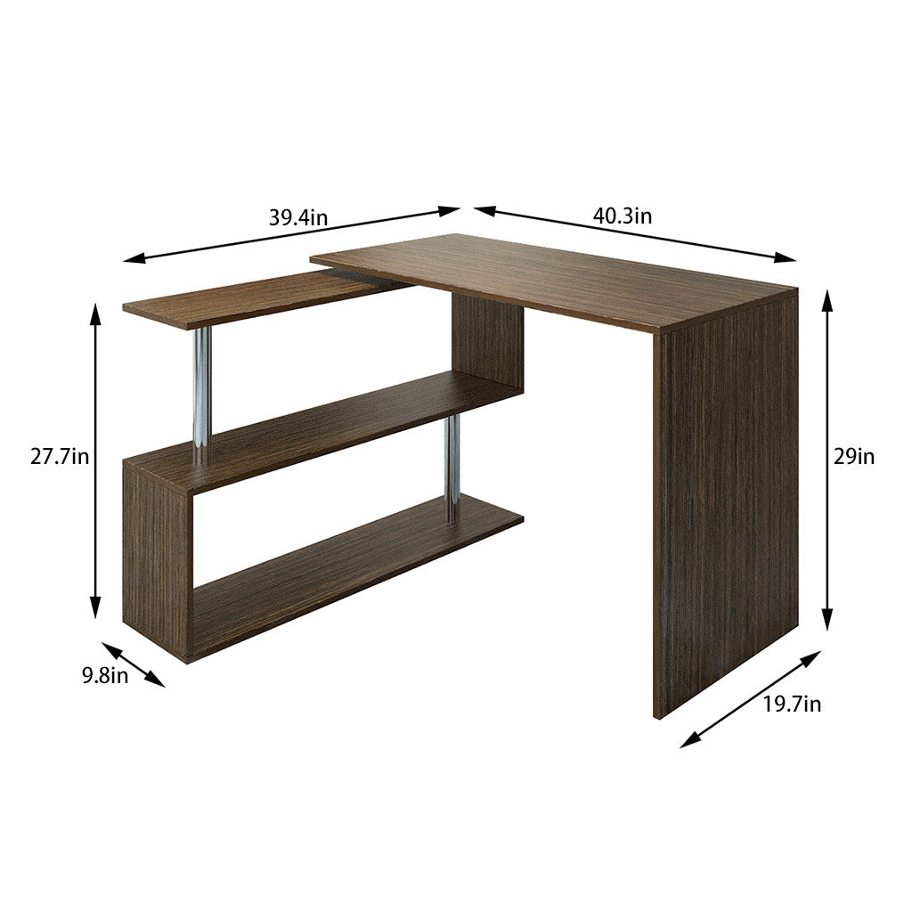 Home Spiral L-shaped Learning Computer Desk 170x74x50 cm Brown