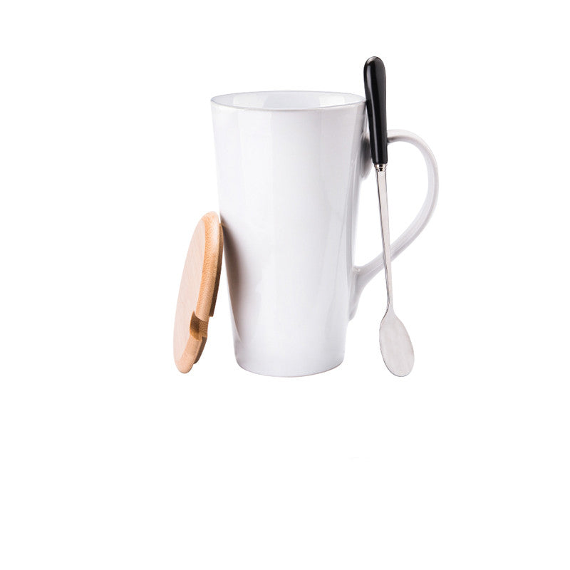 Large Ceramic Large Capacity Spoon Mug With Lid