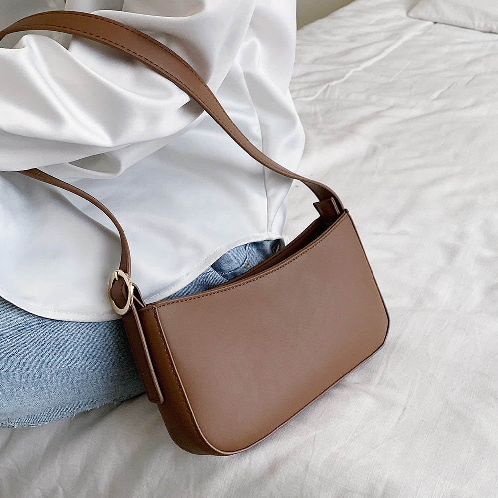 LEFTSIDE Cute Solid Color Small PU Leather Shoulder Bags For Women 2022 Hit Simple Handbags And Purses Female Travel Totes