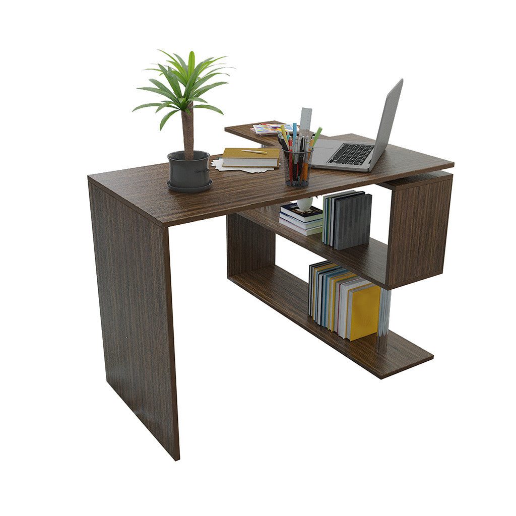 Home Spiral L-shaped Learning Computer Desk 170x74x50 cm Brown