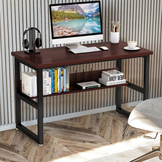 Home Computer Desk With Bookshelf Office Desk Workstation PC Laptop Study Table