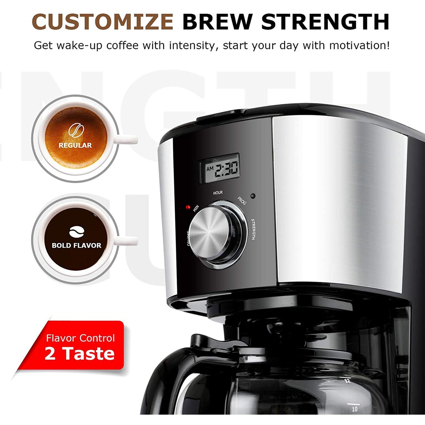 12Cup Stainless Steel Programmable Coffee Machines W Timer And Strength Control