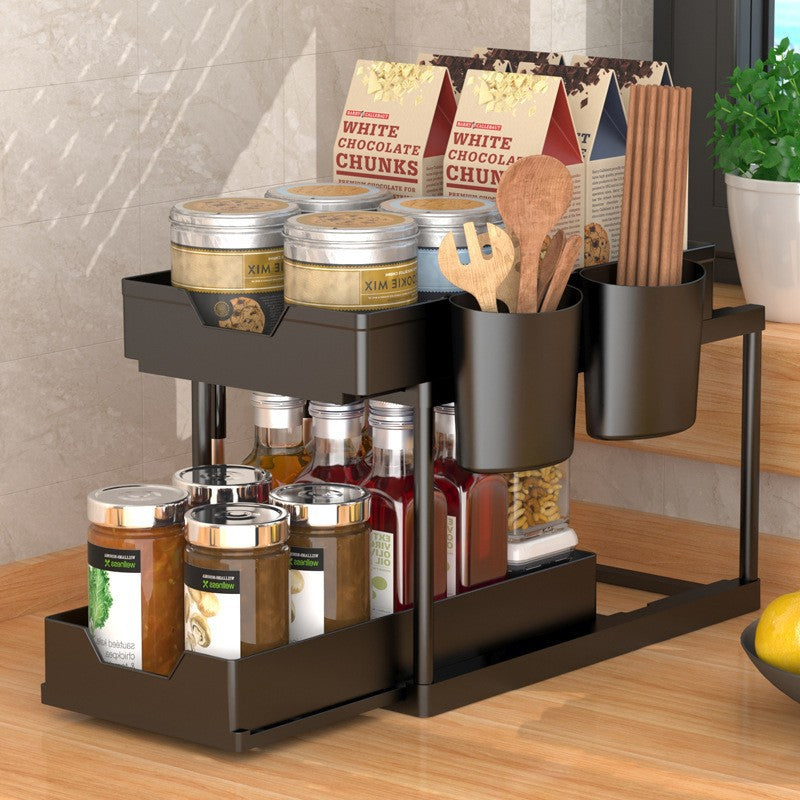 Double Layer Pull Out Seasoning Rack