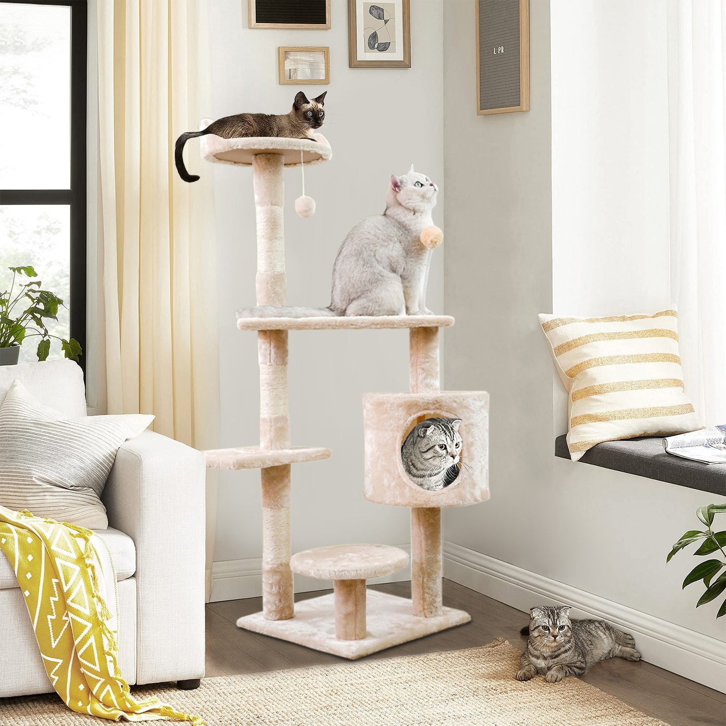 Cat Tower Kittens Pet Play House Cat Activity Tree Condo Scratching Sisal Post
