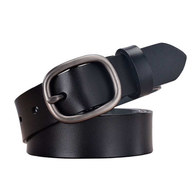 Hair Belt Female Leather Pin Buckle Retro Cowhide Belt