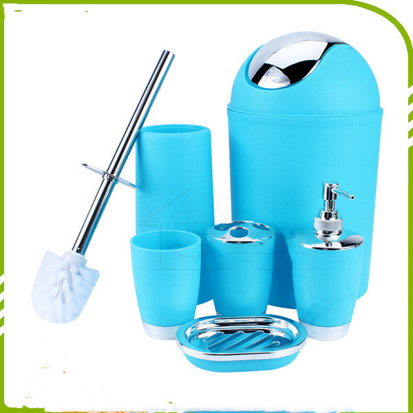 Plastic Bath Trash Can Six-piece Electroplating Bathroom