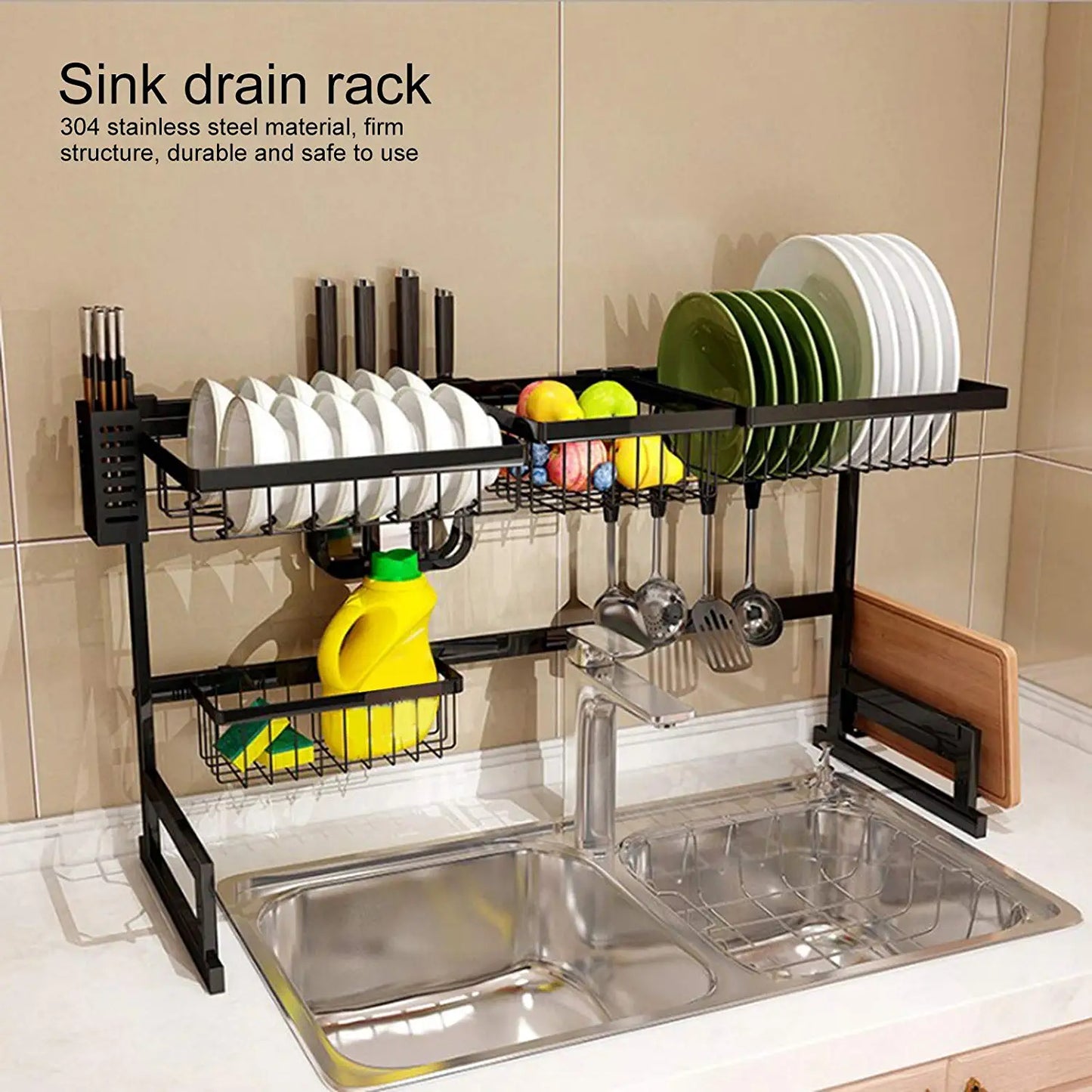 Over The Sink Dish Drying Rack 33.5 Inches Kitchen Sink Organizer Storage Rack For Organizer Home Kitchen Counter Space Saver