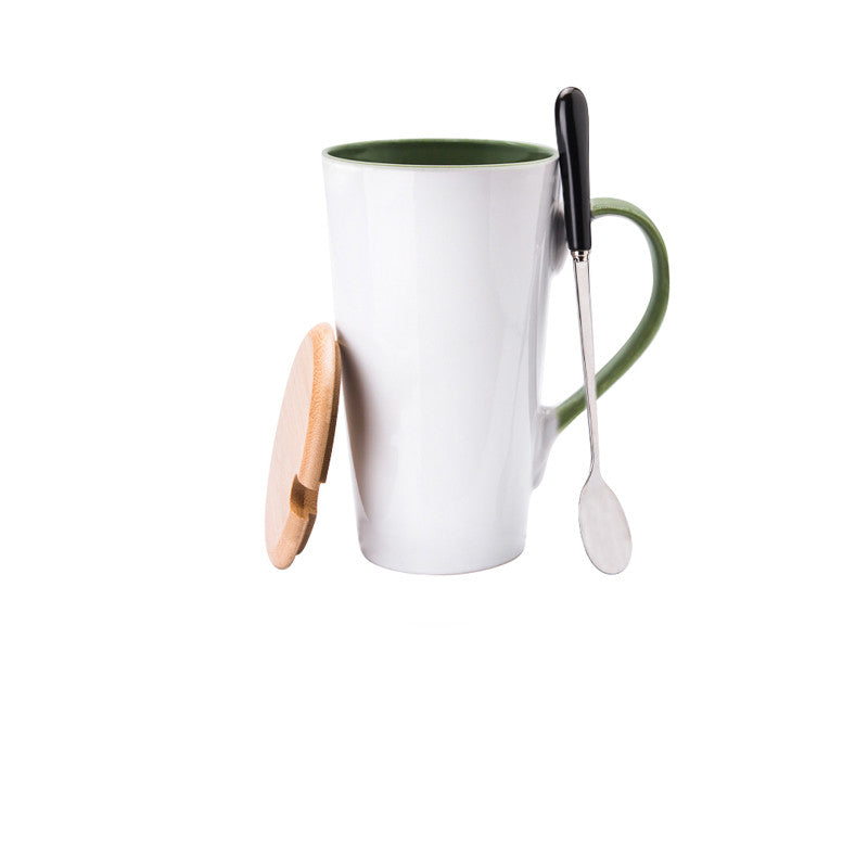 Large Ceramic Large Capacity Spoon Mug With Lid