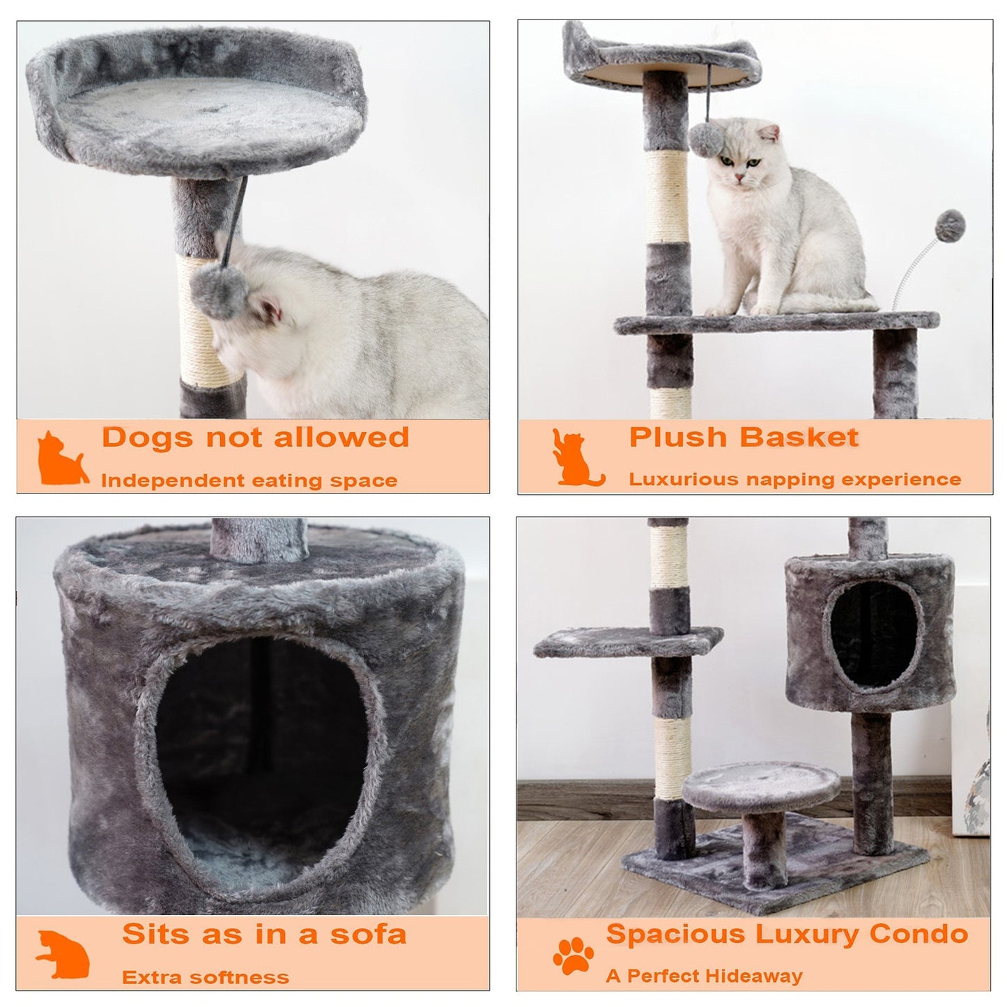 Cat Tower Kittens Pet Play House Cat Activity Tree Condo Scratching Sisal Post