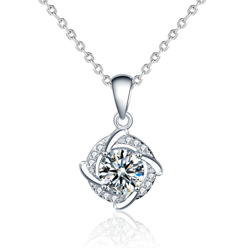 925 Sterling Silver Windmill Necklace Female New Product Simulation Diamond Moissanite Pendant