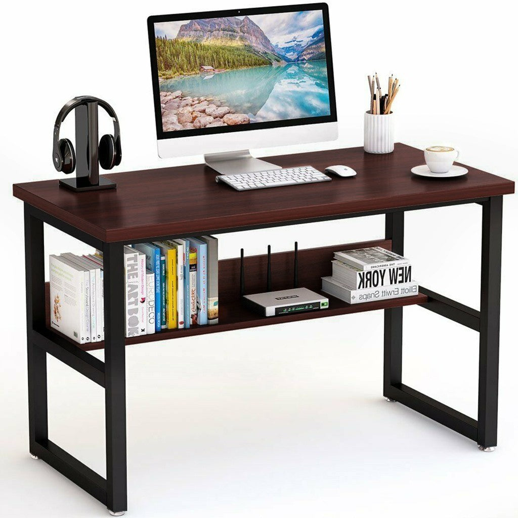 Home Computer Desk With Bookshelf Office Desk Workstation PC Laptop Study Table