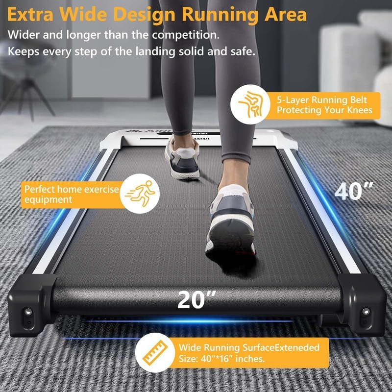 under Desk Treadmill, Walking Pad 2 in 1 for Walking and Jogging, Portable Walking Treadmill with Remote Control Lanyard for Home/Office, 2.5HP Low-Noise Desk Treadmill in LED Display