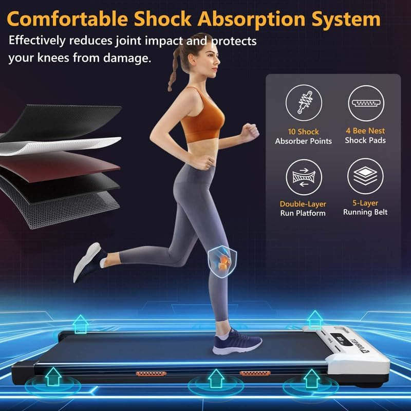 under Desk Treadmill, Walking Pad 2 in 1 for Walking and Jogging, Portable Walking Treadmill with Remote Control Lanyard for Home/Office, 2.5HP Low-Noise Desk Treadmill in LED Display