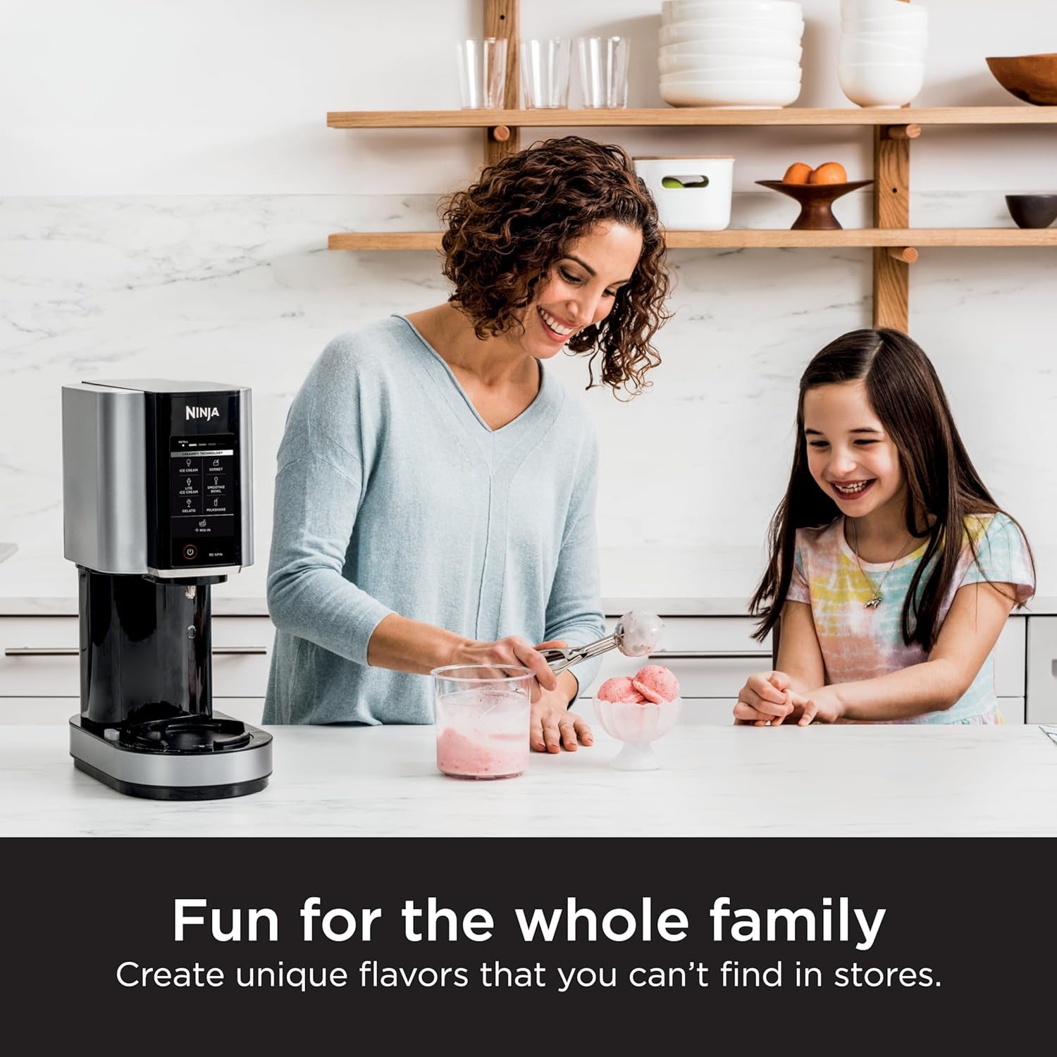 NC301 Creami Ice Cream Maker, for Gelato, Mix-Ins, Milkshakes, Sorbet, Smoothie Bowls & More, 7 One-Touch Programs, with (2) Pint Containers & Lids, Compact Size, Perfect for Kids, Silver