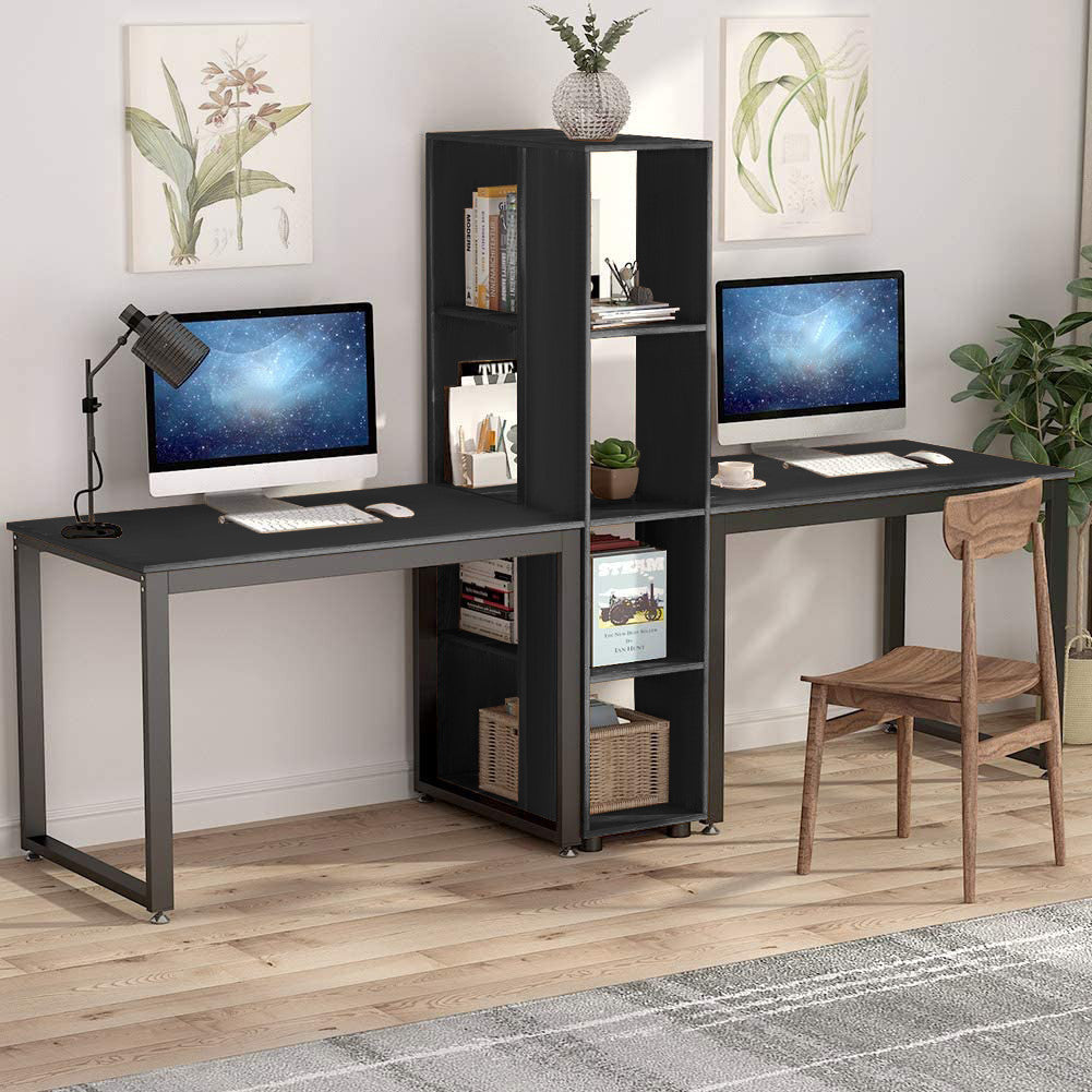 Two Person Computer Desk Double Workstation With Drawer Large Dual Work Table