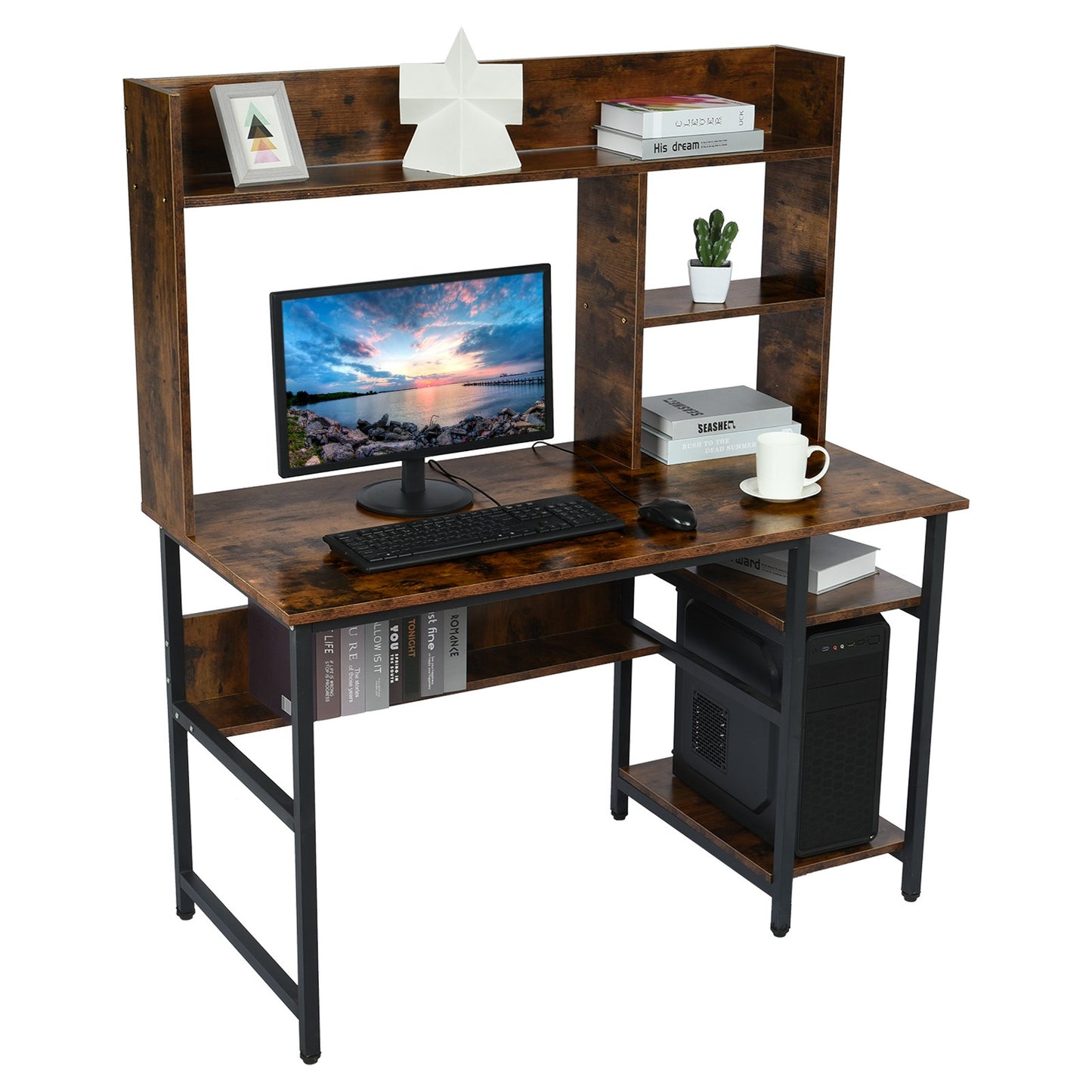Storage Frame Home Office Computer Desk Study Writing Desk Workstation