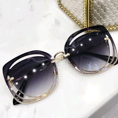 2021 new summer Korean fashion tide glasses female round face big box avant-garde hollow sunglasses elegant sunglasses