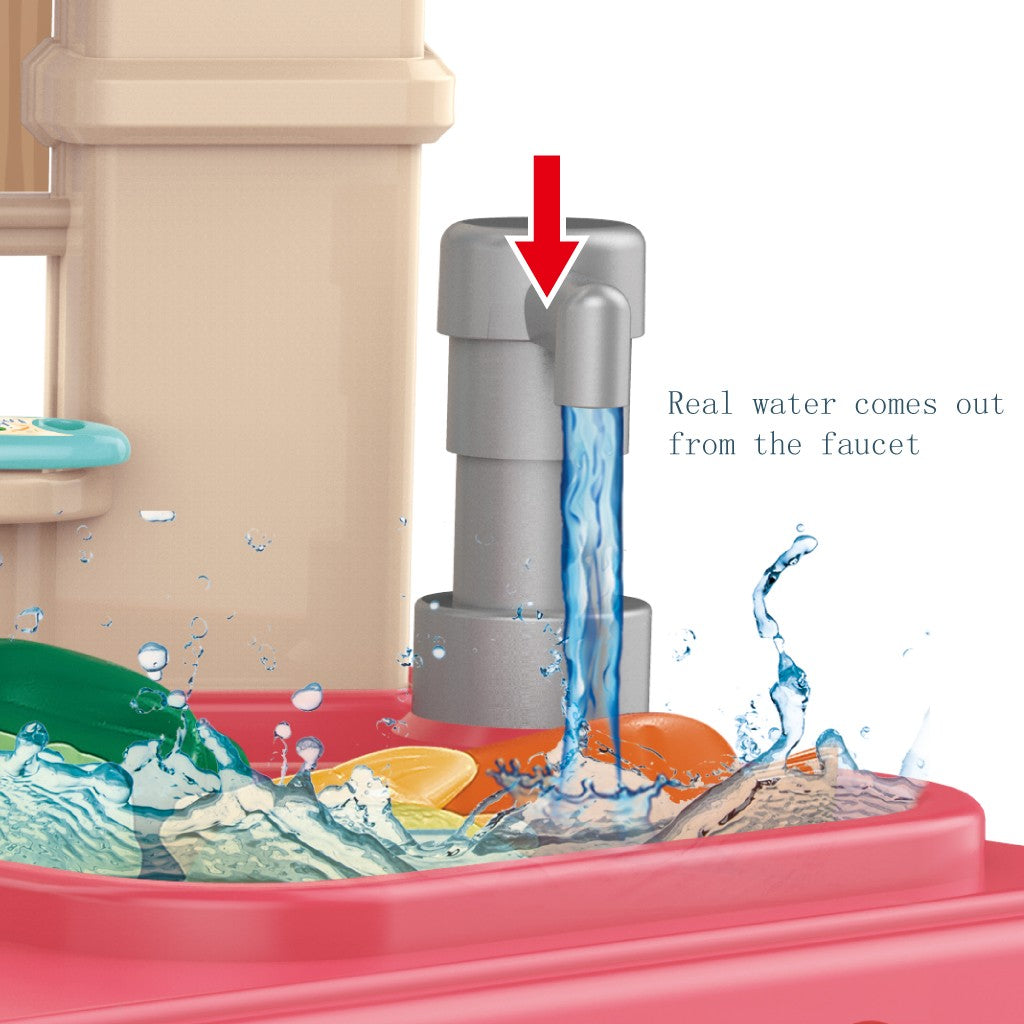 Role Play Kids Kitchen Playset With Real Cooking And Water Boiling Sounds-Girls