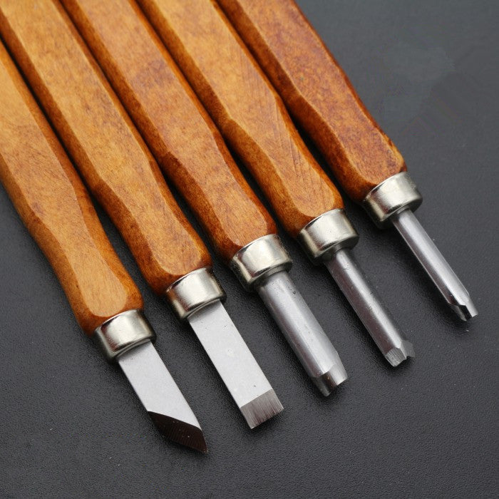 Mahogany 6 Sticks Carving Knife Handmade Woodcut Knife Eraser Engraving Set Woodcarving Tool
