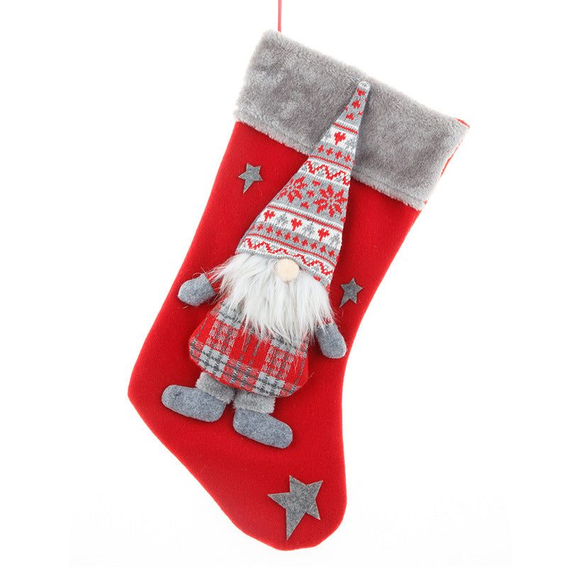 Faceless old man big Christmas stocking