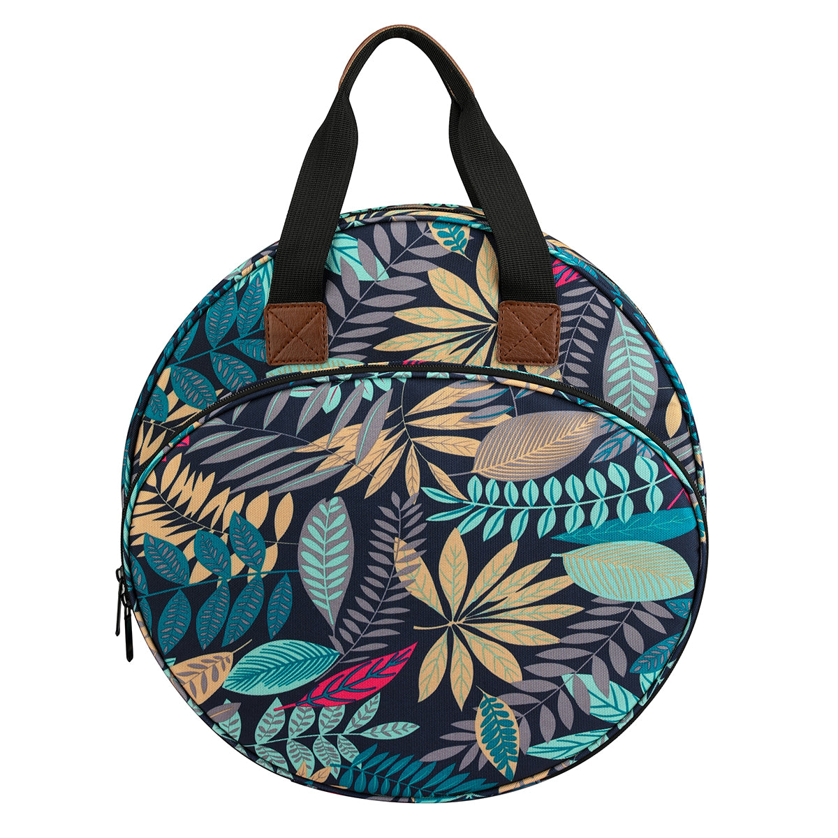 Embroidery Thread Bag with Maple Leaves Round Embroidered Circle Bag Blue Color Knitting Tote Bag Sewing Accessories