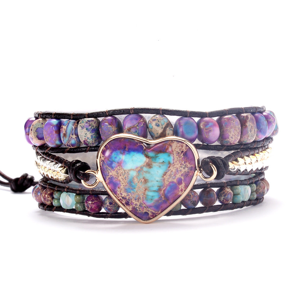Bohemian Hand-Woven Ladies Bracelet, Leather Cord Multi-Layer Winding Bracelet