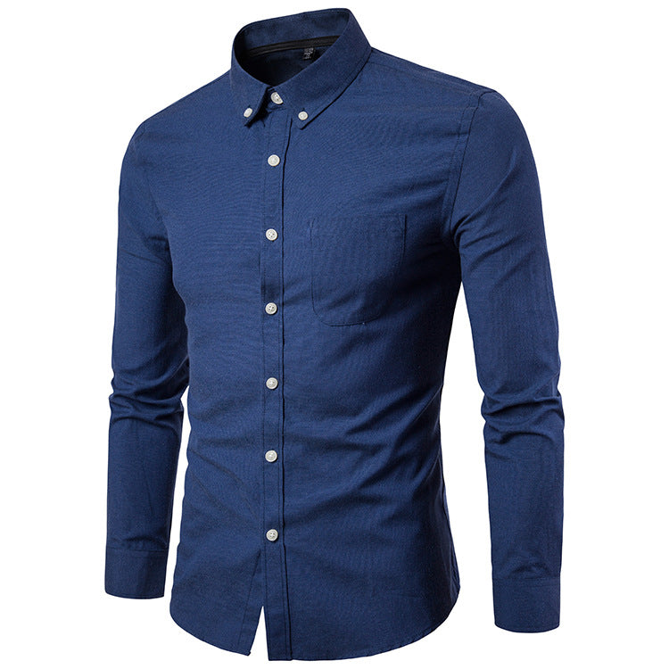 Men's Oxford Long Sleeve Solid Color Casual Shirt