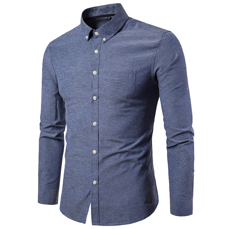 Men's Oxford Long Sleeve Solid Color Casual Shirt