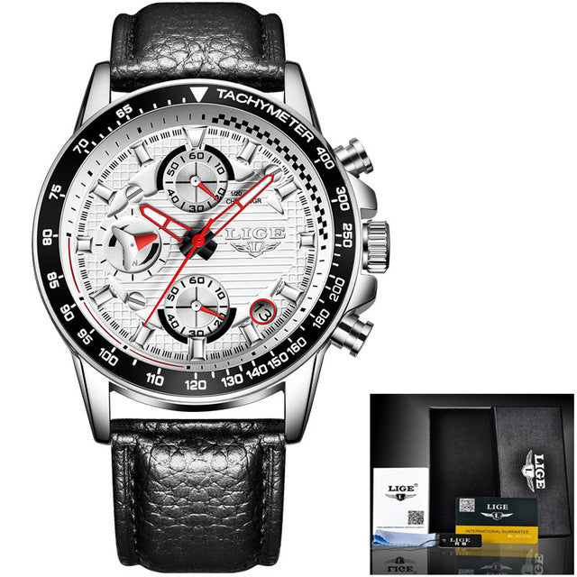 LIGE Lige Explosive Men's Business Watch Sports Calendar Leisure Waterproof Quartz Multi-function Watch Watch