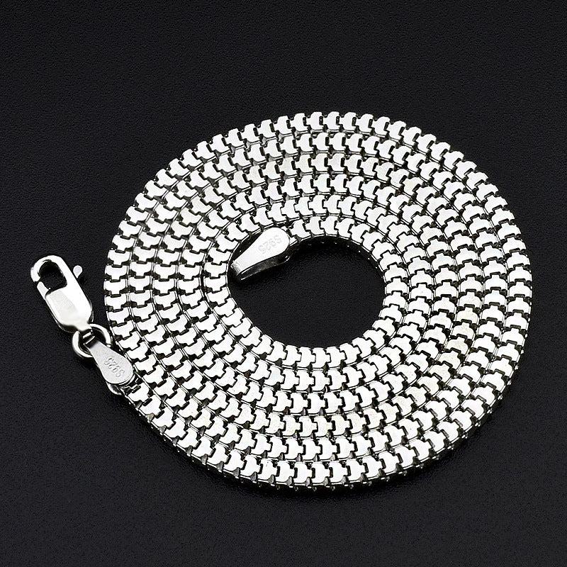 Square Round Snake Bone Chain S925 Silver Necklace Men's Women's Silver Chain Without Pendant Thick Naked Chain