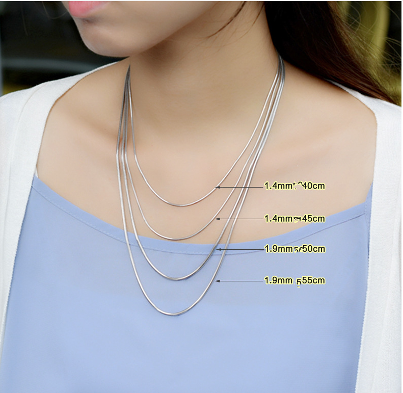 Square Round Snake Bone Chain S925 Silver Necklace Men's Women's Silver Chain Without Pendant Thick Naked Chain