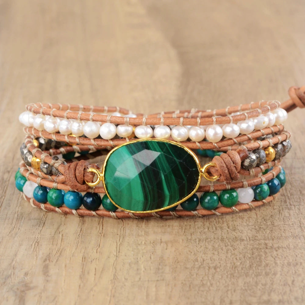 Malachite Woven Bracelet Multi-layer