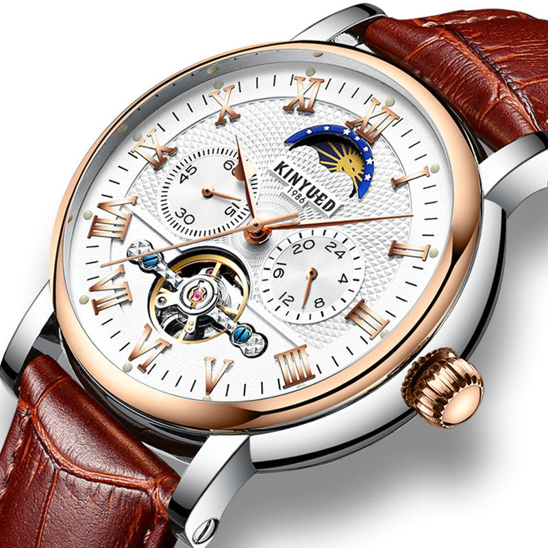 Solon automatic mechanical watches business men watch hollow stainless steel waterproof luminous multifunctional men's wholesale