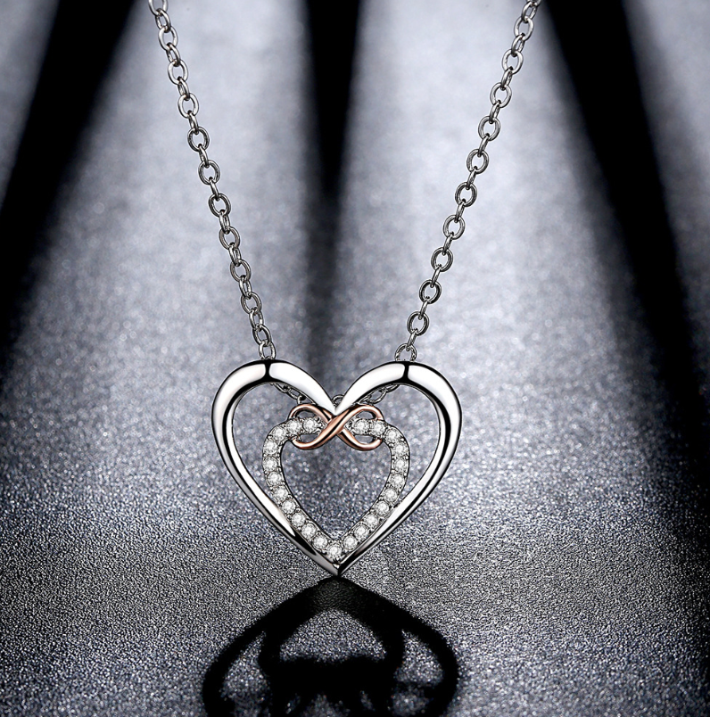 Pan home style Exquisite heart S925 sterling silver heart-shaped jewel necklace female net red with the same girl gift for girlfriend