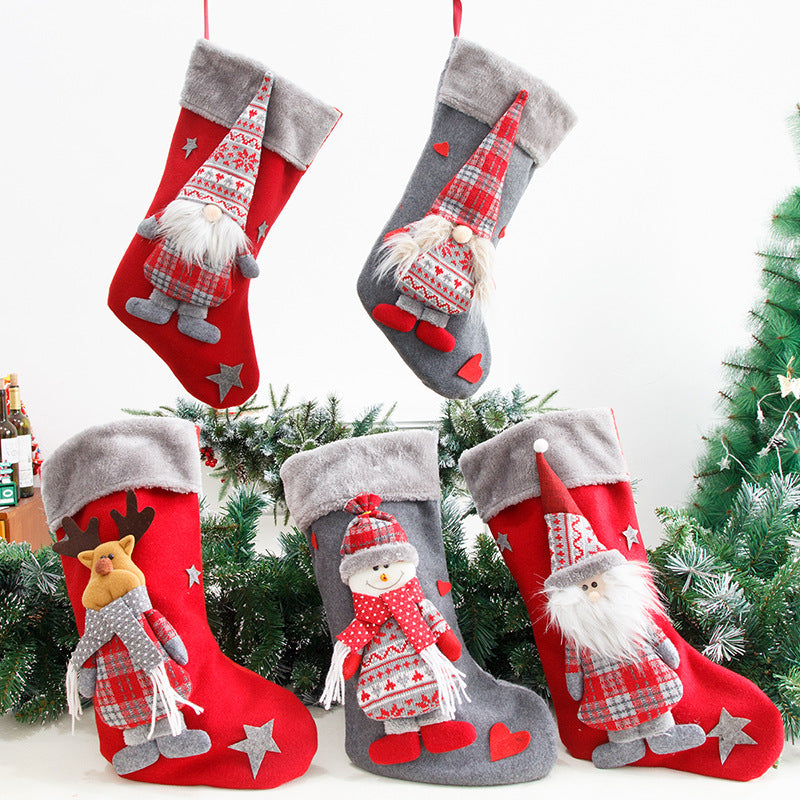 Faceless old man big Christmas stocking