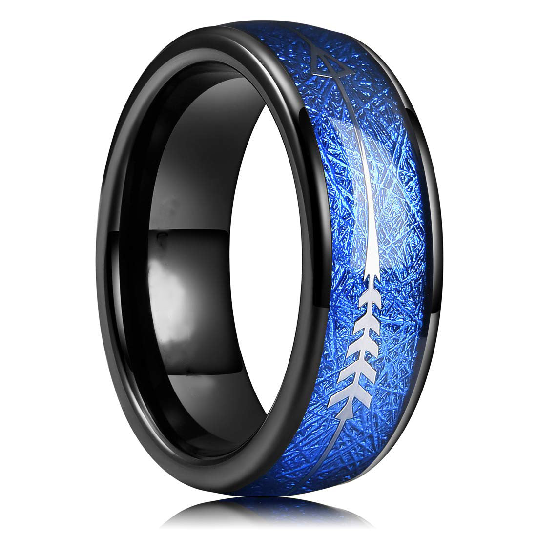 Fashion Creative Black Narrow Wood Grain Stainless Steel Ring