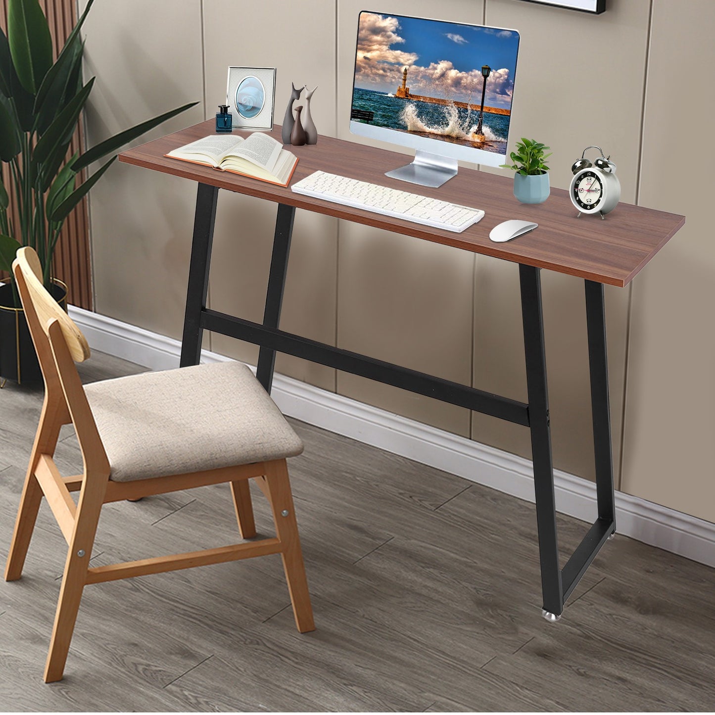 Modern Computer Desk Wood And Metal Writing Desk Home Office Study Table